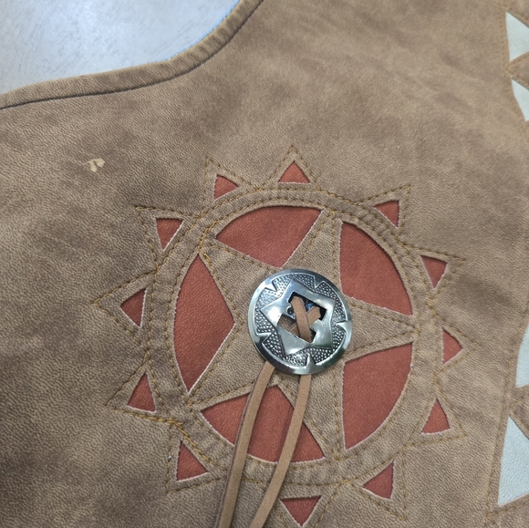 Vintage 90s Gold River Western Denim & Faux Suede Vest NWT - XL - Picture 5 of 10